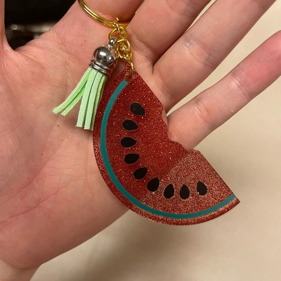Handmade Watermelon Keychain w/ Paint - Picture 2 of 5